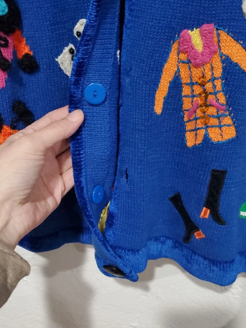 Berek Vintage Bright Blue Novelty Cardigan with Winter Outfits Size S